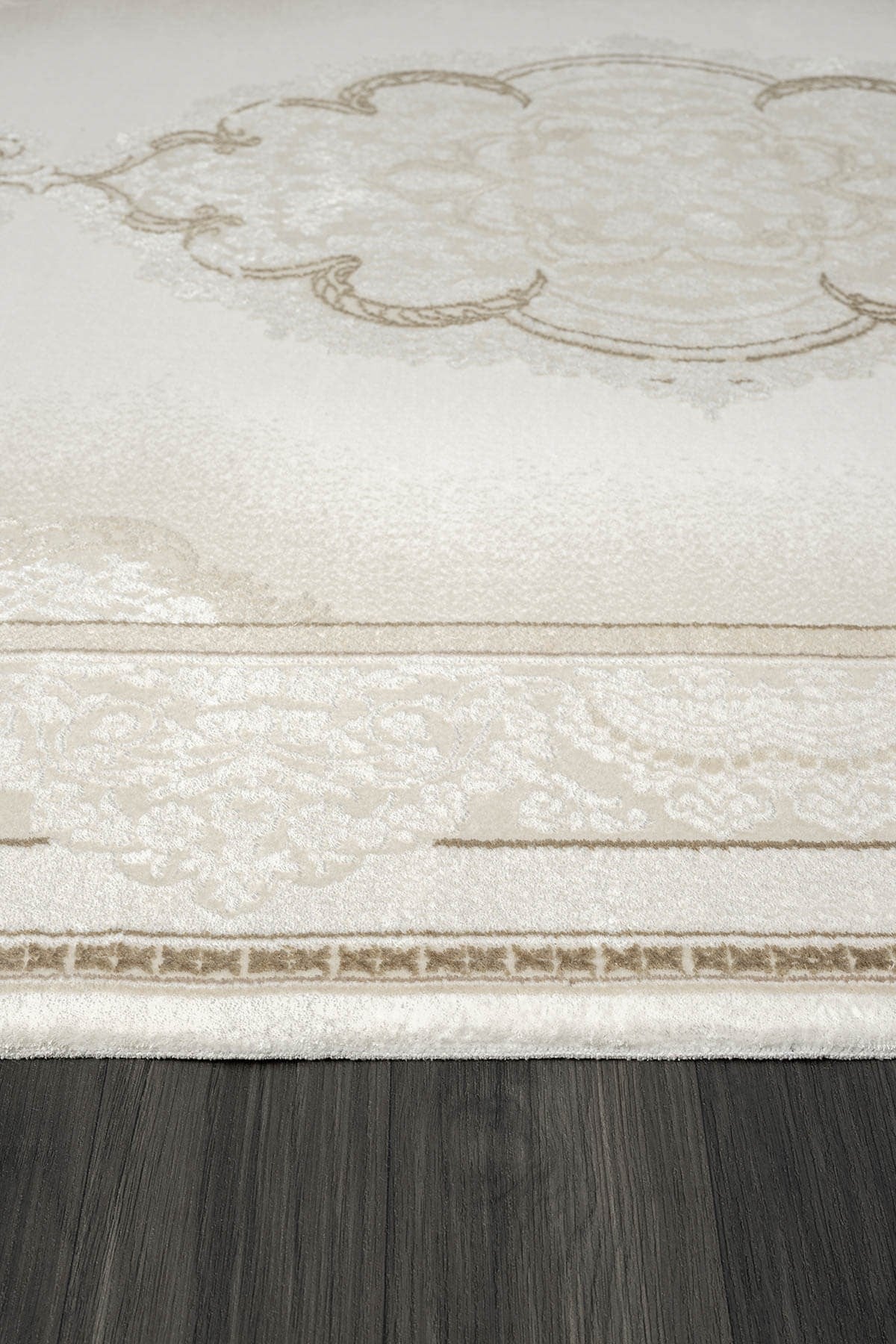 ELEGANCE EG001A BEYAZ HALI GOLD SEDEF DETAYLI GOBEKLI MODERN VISKON DOGAL IPLIK BAMBU HALI TOZU AZ — Görsel 4