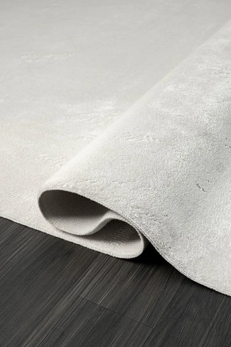 ELEGANCE EG005A BEYAZ HALI SEDEF DETAYLI MODERN VISKON DOGAL IPLIK BAMBU HALI TOZU AZ SALON HALISI — Görsel 3