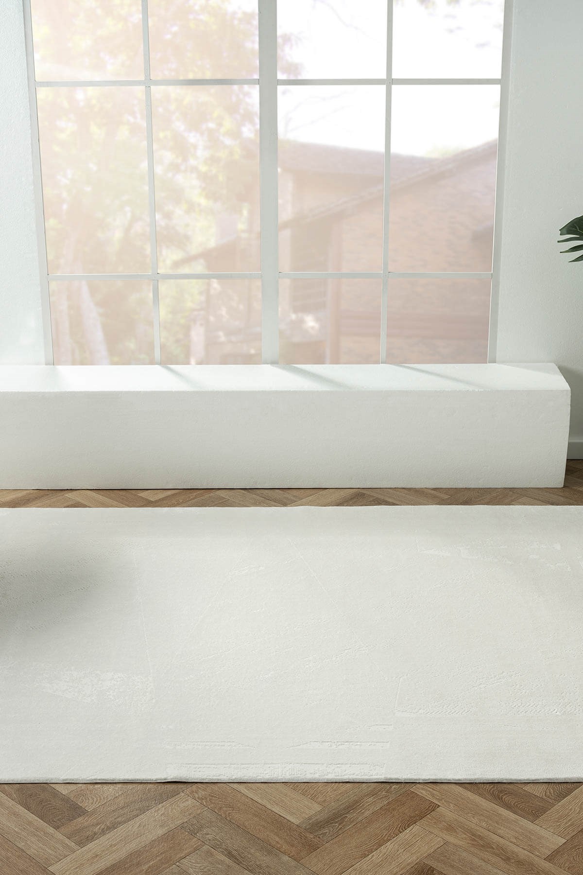 ELEGANCE EG005A BEYAZ HALI SEDEF DETAYLI MODERN VISKON DOGAL IPLIK BAMBU HALI TOZU AZ SALON HALISI — Görsel 5