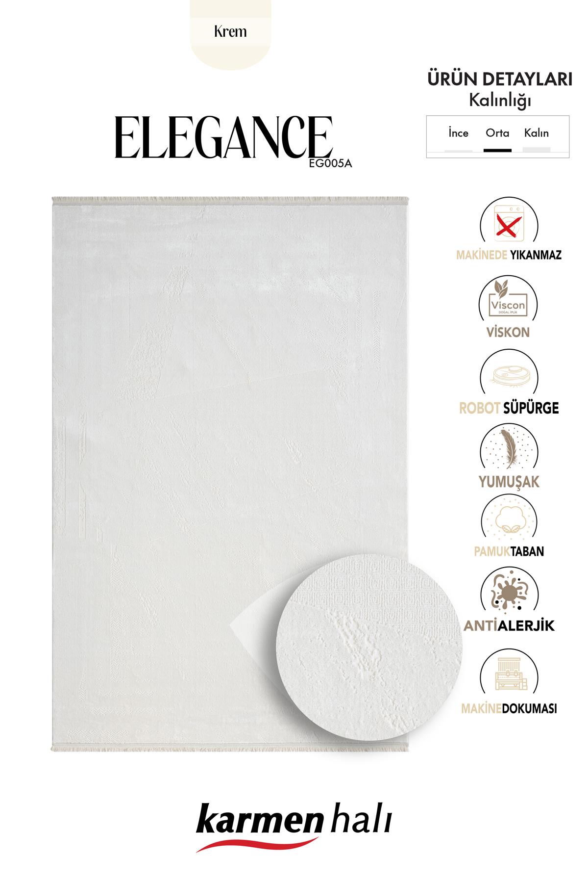 ELEGANCE EG005A BEYAZ HALI SEDEF DETAYLI MODERN VISKON DOGAL IPLIK BAMBU HALI TOZU AZ SALON HALISI — Görsel 6