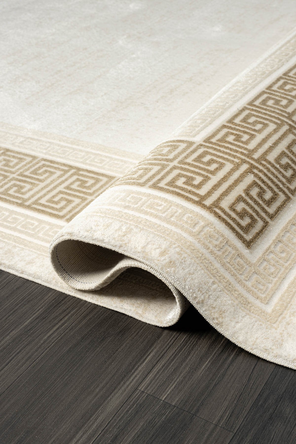 ELEGANCE EG009A BEJ HALI GOLD CERCEVELI MODERN VISKON DOGAL IPLIK BAMBU HALI TOZU AZ SALON HALISI — Görsel 3