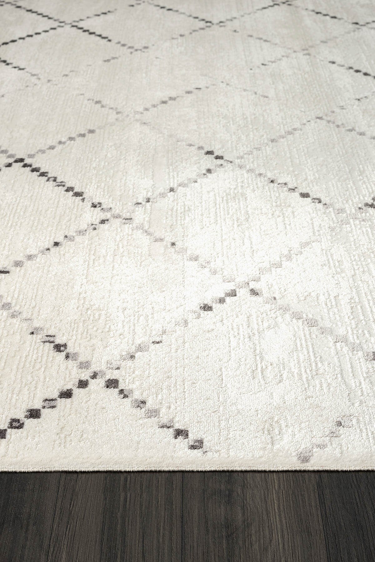 ELEGANCE EG010A BEYAZ HALI GEOMETRIK DETAYLI MODERN VISKON DOGAL IPLIK BAMBU HALI TOZU AZ SALON HALI — Görsel 4