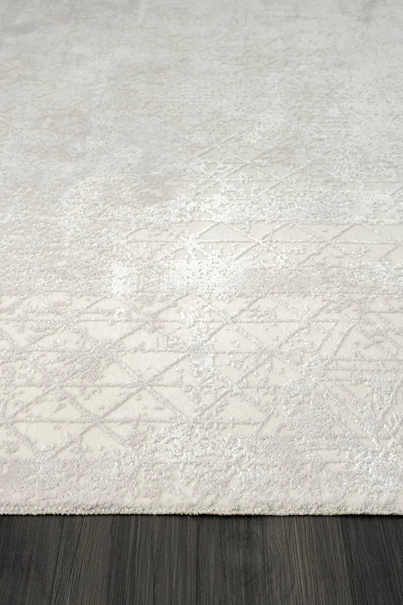 ELEGANCE EG014A BEYAZ HALI SEDEF GEOMETRIK DETAYLI MODERN VISKON DOGAL IPLIK BAMBU HALI TOZU AZ — Görsel 4