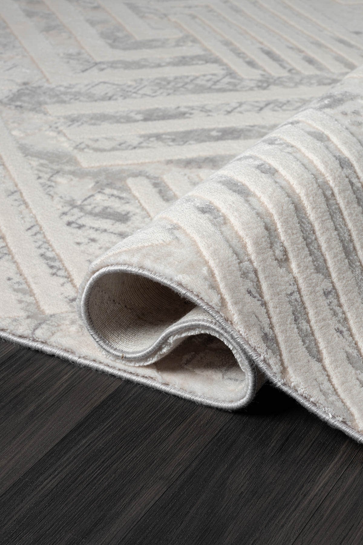 KAFTAN KF006G BEJ HALI GRI DETAYLI GEOMETRIK KABARTMA DESENLI AKRILIK HALI TOZUAZ SALON HALISI — Görsel 3