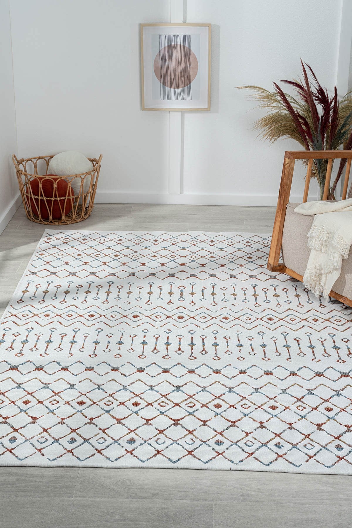 LENDA LD002A GRI KILIM RENKLI DETAYLI INCE KAYMAZ TABAN MAKINADA YIKANABILIR SALON HALI — Görsel 2