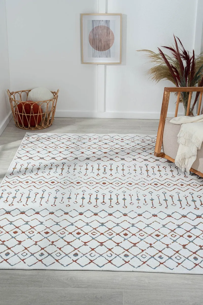 LENDA LD002A GRI KILIM RENKLI DETAYLI INCE KAYMAZ TABAN MAKINADA YIKANABILIR SALON HALI — Görsel 2