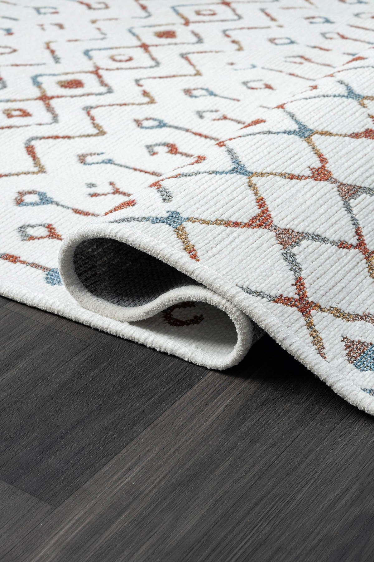 LENDA LD002A GRI KILIM RENKLI DETAYLI INCE KAYMAZ TABAN MAKINADA YIKANABILIR SALON HALI — Görsel 3