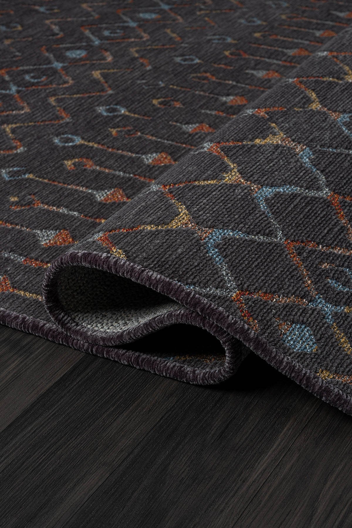 LENDA LD003A ANTRASIT KILIM RENKLI DETAYLI INCE KAYMAZ TABAN MAKINADA YIKANABILIR SALON — Görsel 3