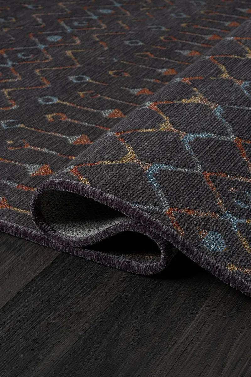 LENDA LD003A ANTRASIT KILIM RENKLI DETAYLI INCE KAYMAZ TABAN MAKINADA YIKANABILIR SALON — Görsel 3