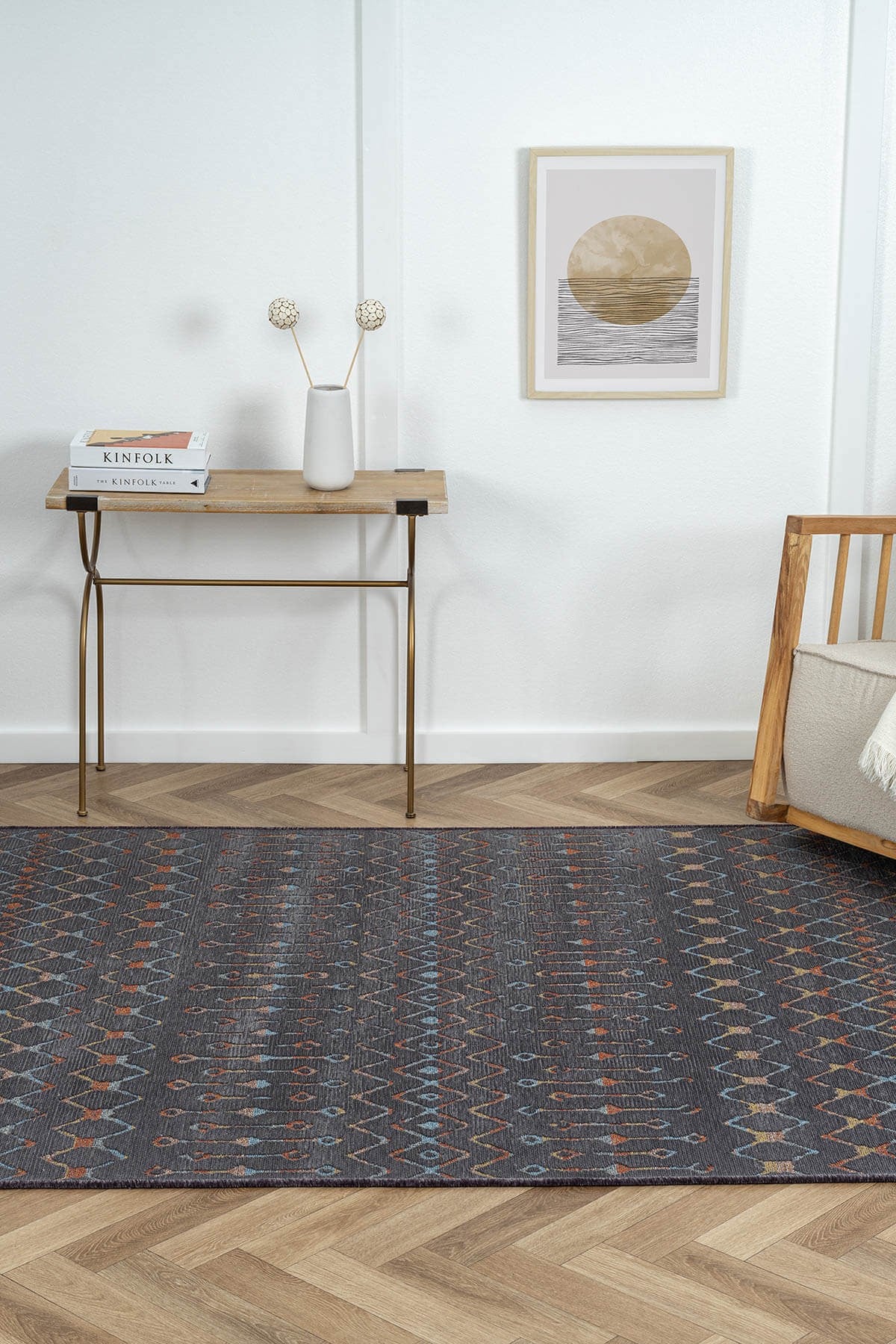 LENDA LD003A ANTRASIT KILIM RENKLI DETAYLI INCE KAYMAZ TABAN MAKINADA YIKANABILIR SALON — Görsel 5