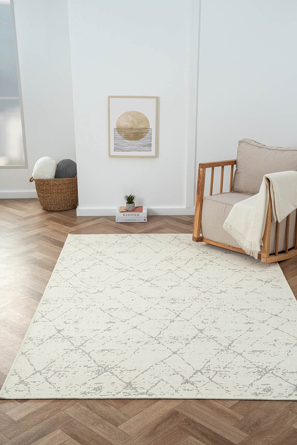 LENDA LD004A GRI KILIM ANTRASIT DETAYLI INCE KAYMAZ TABAN MAKINADA YIKANABILIR HALI — Görsel 2