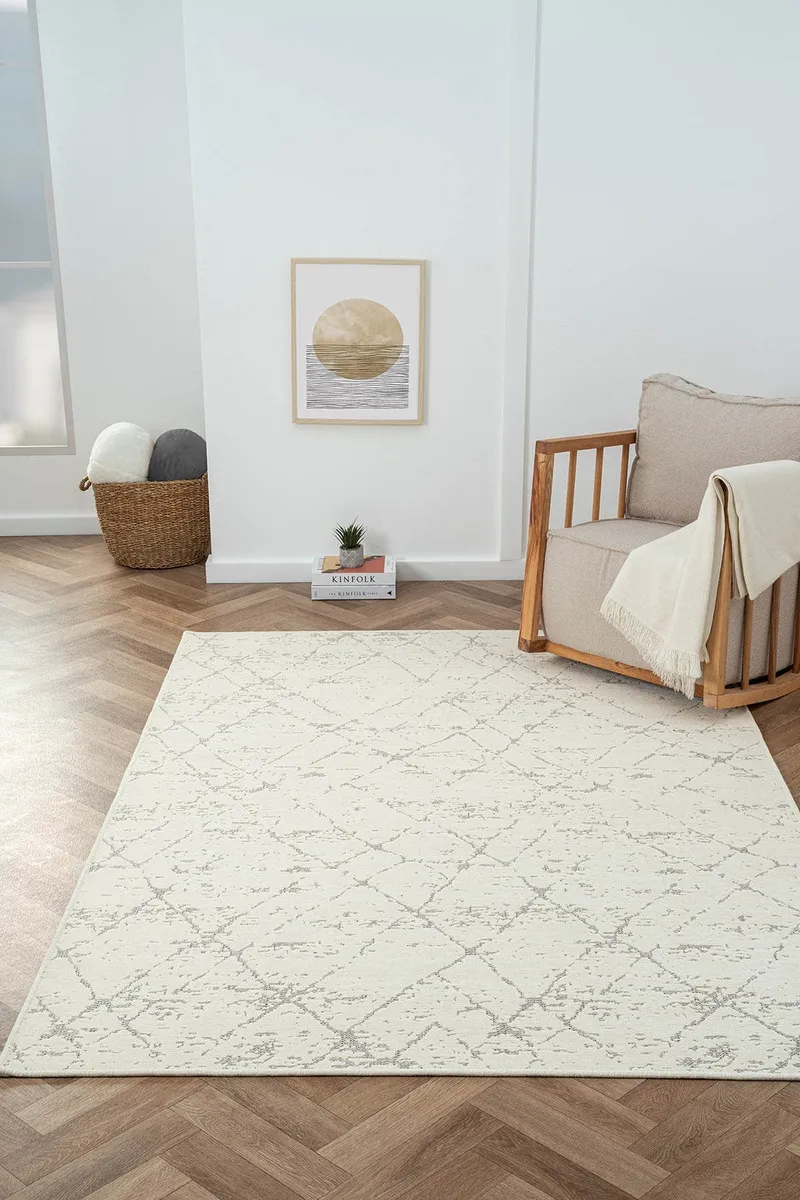 LENDA LD004A GRI KILIM ANTRASIT DETAYLI INCE KAYMAZ TABAN MAKINADA YIKANABILIR HALI — Görsel 2