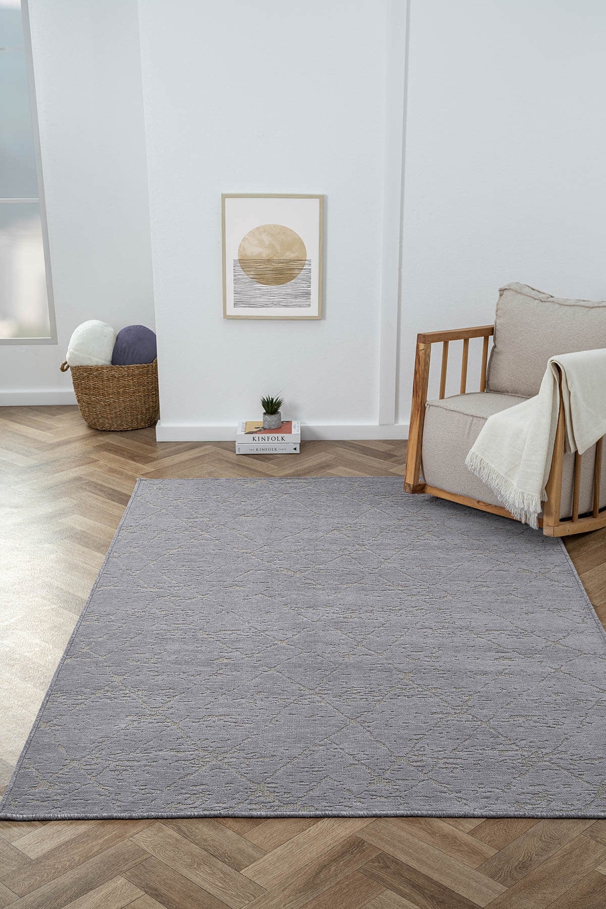 LENDA LD005A ANTRASIT KILIM GOLD DETAYLI INCE KAYMAZ TABAN MAKINADA YIKANABILIR HALI — Görsel 2