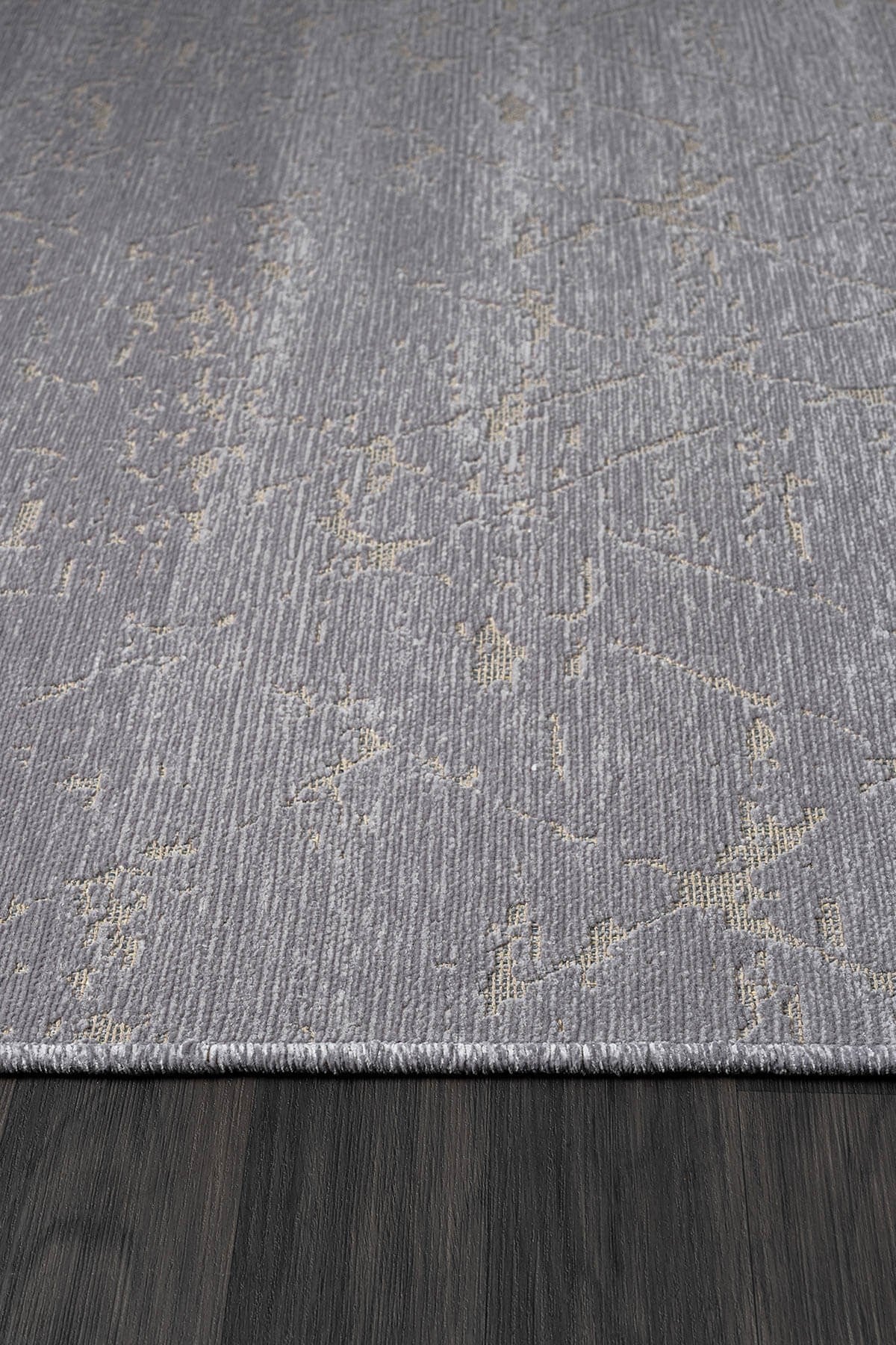 LENDA LD005A ANTRASIT KILIM GOLD DETAYLI INCE KAYMAZ TABAN MAKINADA YIKANABILIR HALI — Görsel 4