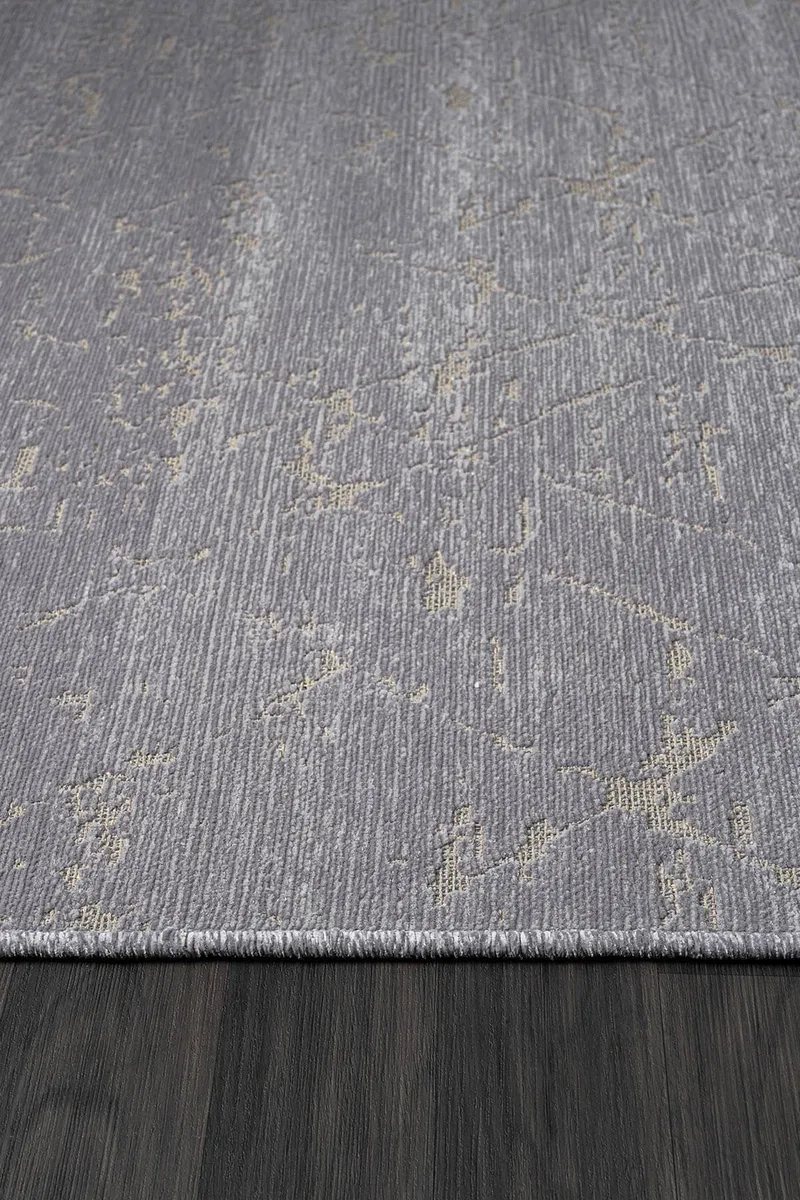 LENDA LD005A ANTRASIT KILIM GOLD DETAYLI INCE KAYMAZ TABAN MAKINADA YIKANABILIR HALI — Görsel 4