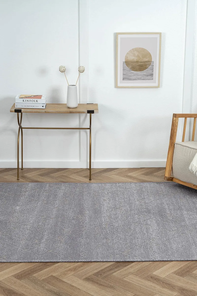 LENDA LD005A ANTRASIT KILIM GOLD DETAYLI INCE KAYMAZ TABAN MAKINADA YIKANABILIR HALI — Görsel 5