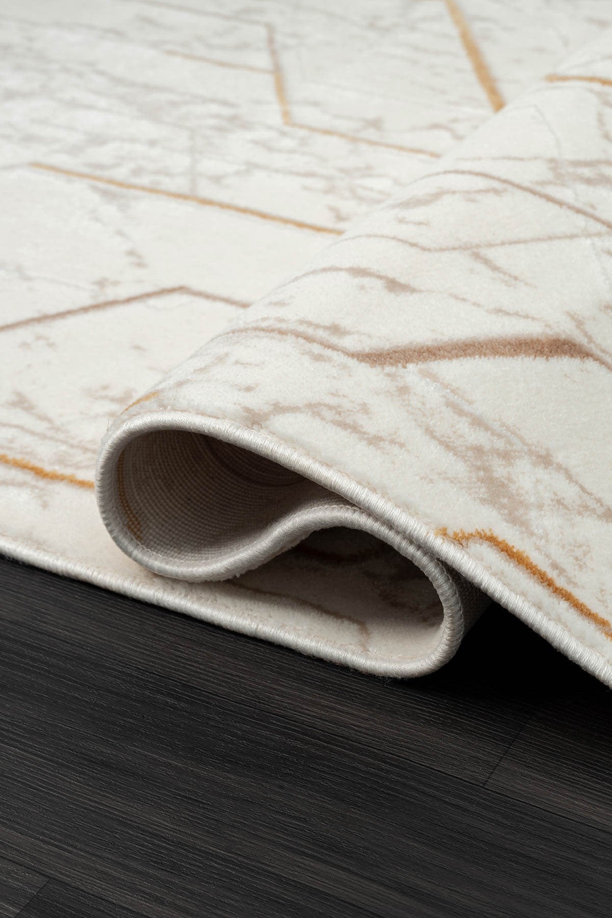 LOTUS PLUS 08581A BEYAZ HALI BEJ ABSTRACT DETAYLI MODERN INCE AKRILIK TOZUAZ SALON HALISI KORIDOR — Görsel 3