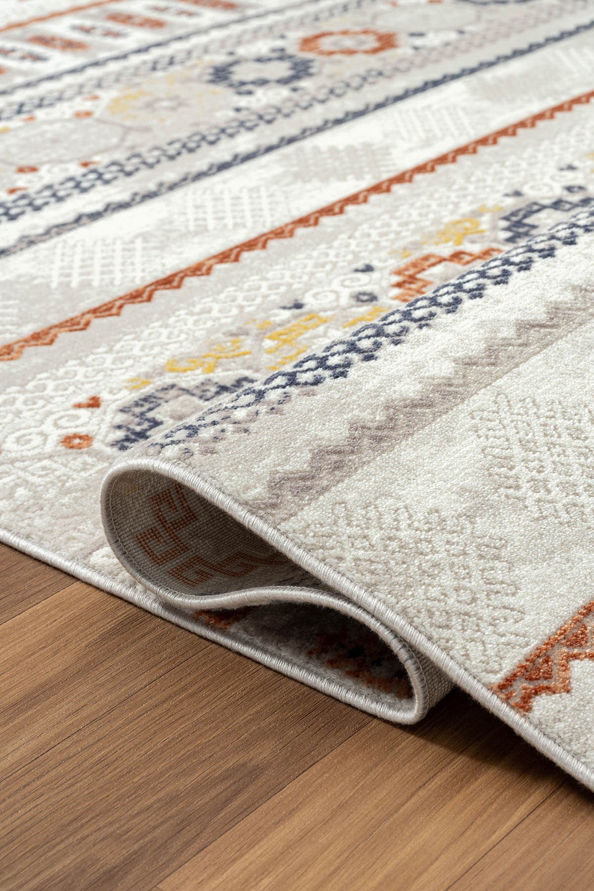 LOTUS 8565 GRI HALI RENKLI KILIM DESENLI MODERN INCE AKRILIK TOZUAZ SALON HALISI YATAK ODASI KORIDOR — Görsel 3