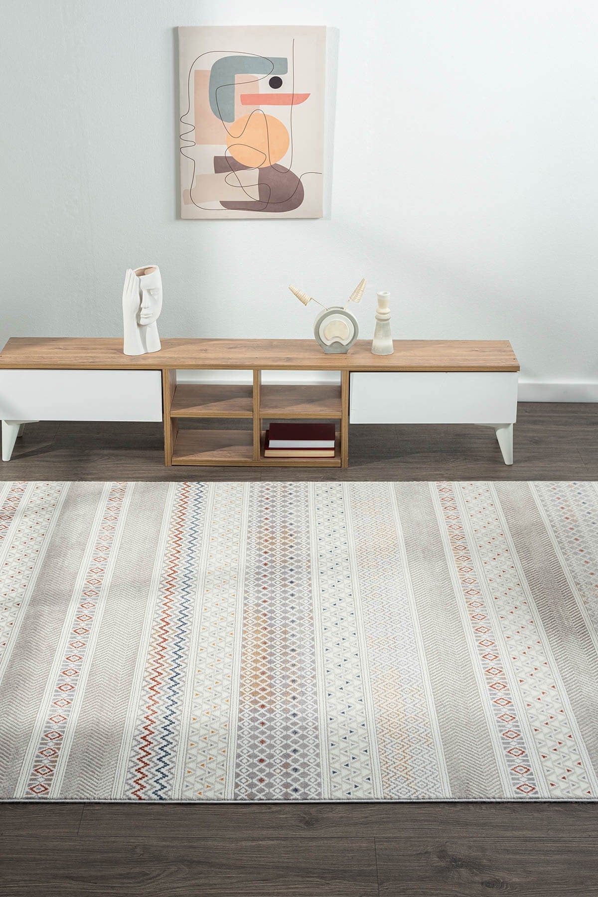LOTUS 8571 GRI HALI RENKLI KILIM DESENLI MODERN INCE AKRILIK TOZUAZ SALON OTURMA ODASI HALISI — Görsel 5