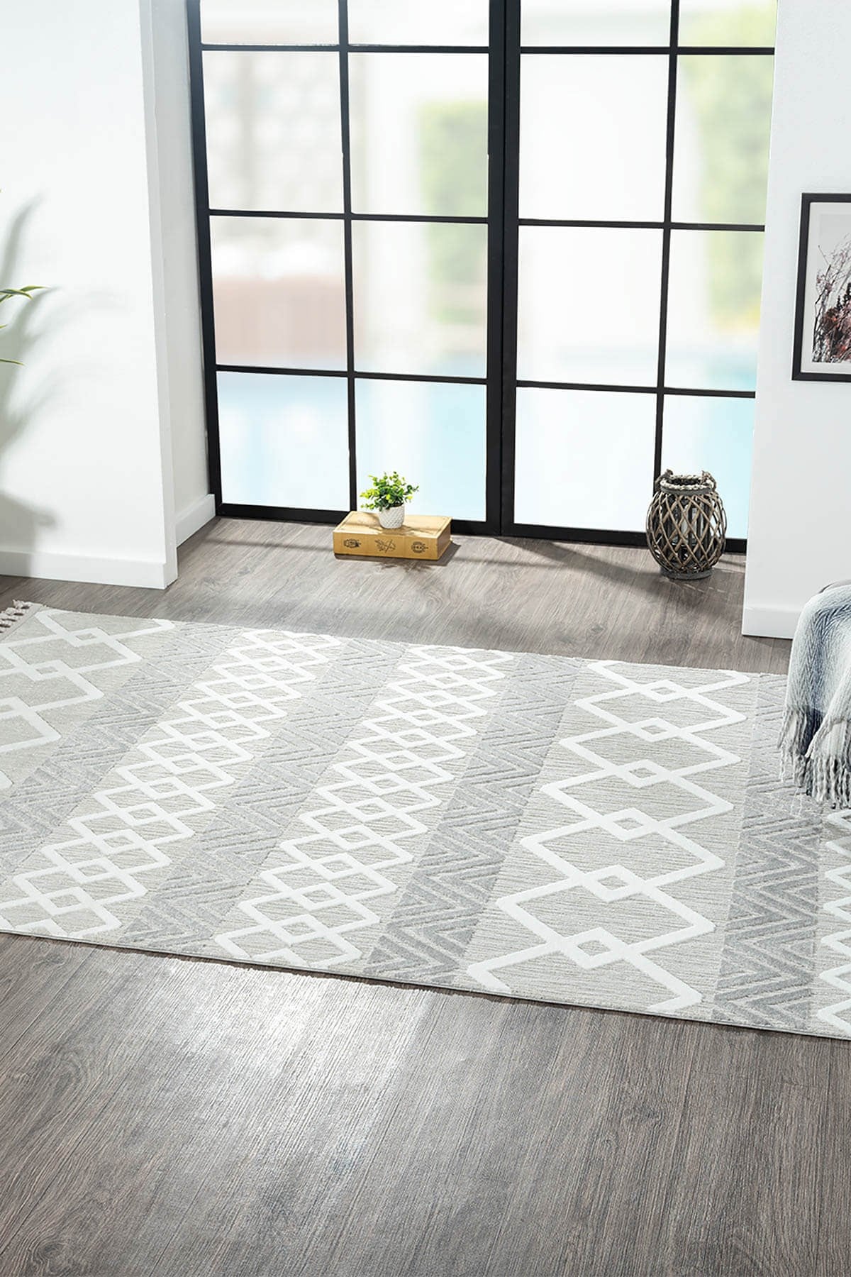 SUMER SM003A GRI HALI ISKANDINAV DESEN DEKORATIF MODERN TOZUYOK SALON HALISI KORIDOR — Görsel 2
