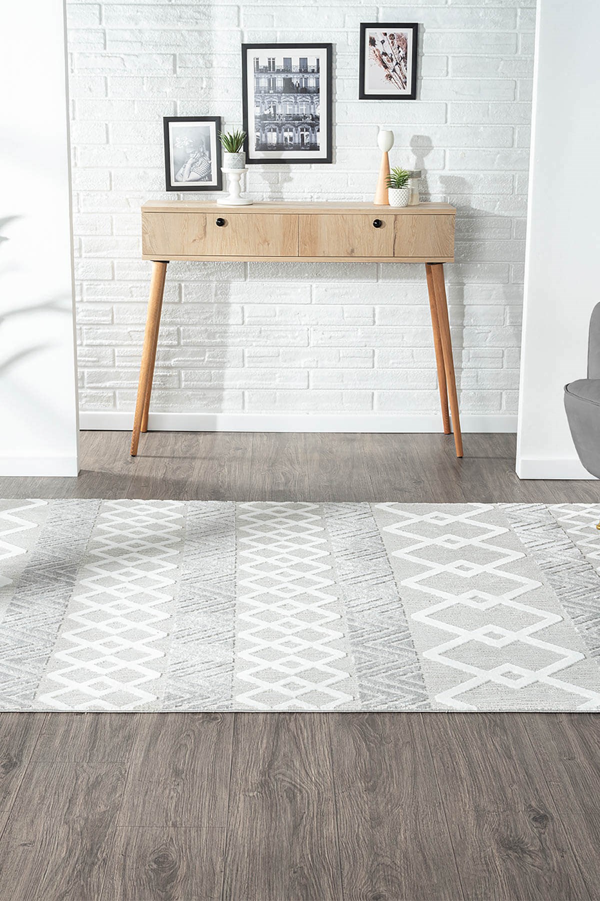 SUMER SM003A GRI HALI ISKANDINAV DESEN DEKORATIF MODERN TOZUYOK SALON HALISI KORIDOR — Görsel 5