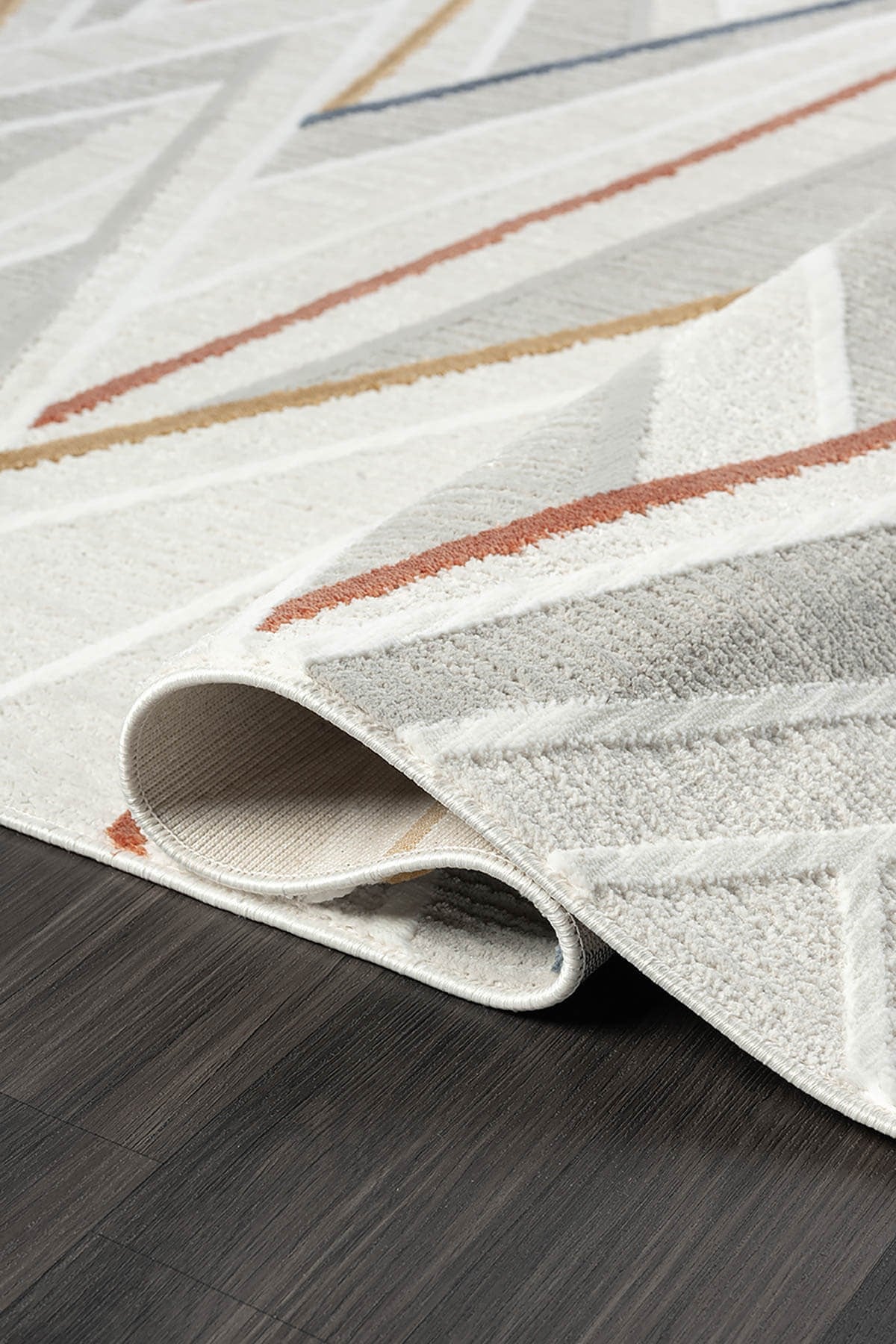 SUMER SM013A KREM RENGI HALI RENKLI GEOMETRIK DESENLI DEKORATIF MODERN SALON HALISI — Görsel 3