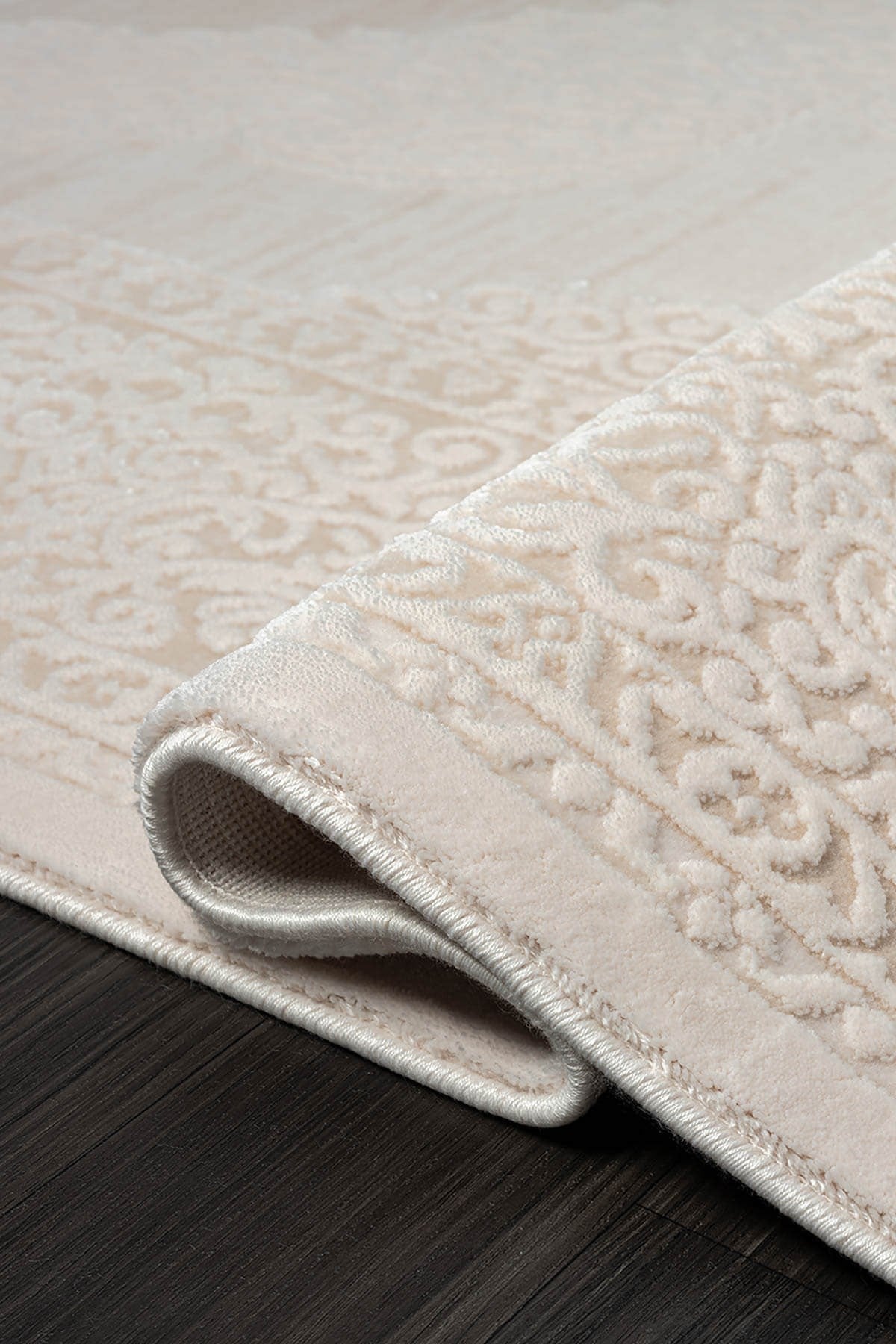 TRUVA 8342 OVAL KREM HALI BEJ DETAYLI KALIN AKRILIK TOZUAZ MODERN KLASIK SALON HALISI KORIDOR OVAL — Görsel 3