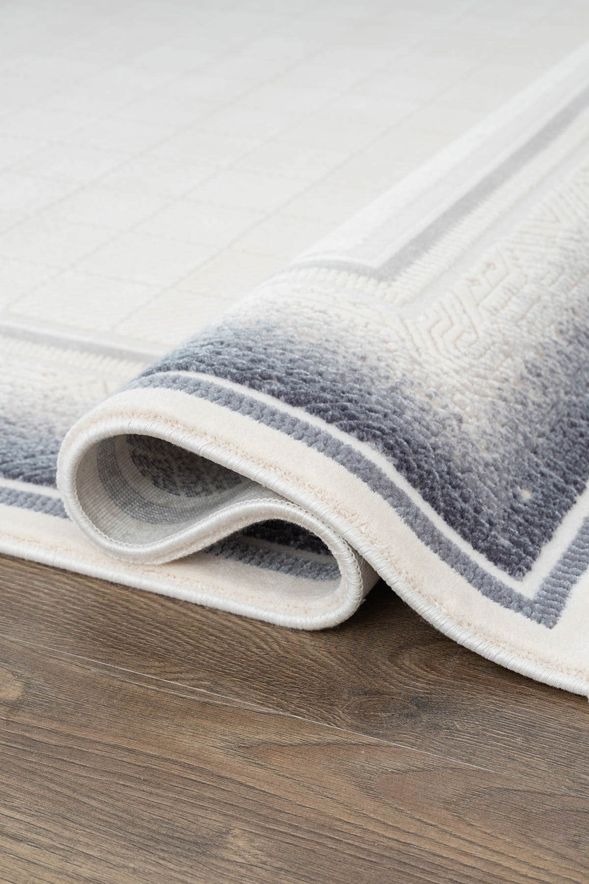 TRUVA TR032M KREM RENGI HALI LACIVERT GEOMETRIK DETAYLI AKRILIK YUMUSAK SALON HALISI — Görsel 3