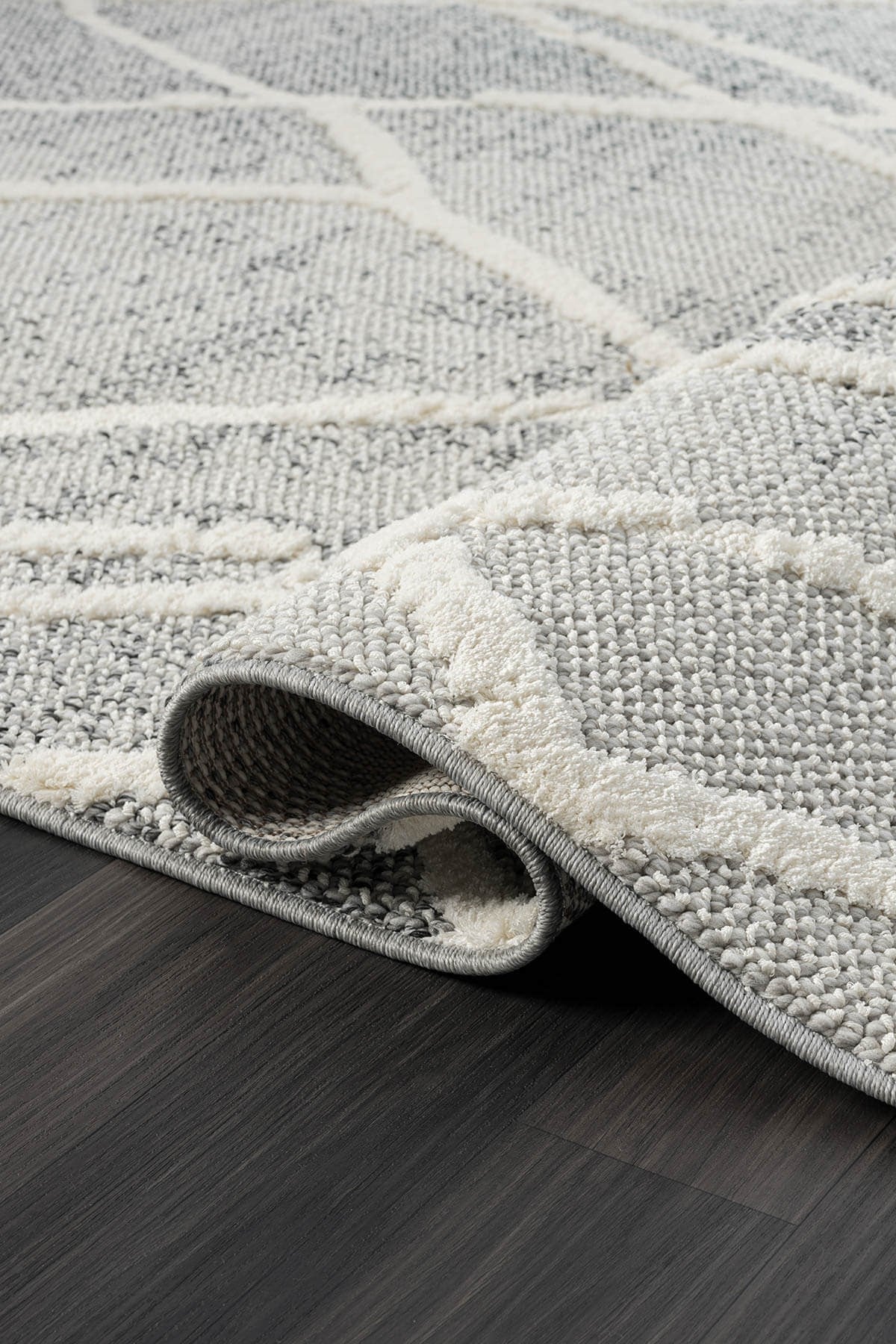 WOOL WL003A GRI HALI ANTRASIT DETAYLI SISAL BUKLE DEKORATIF KABARTMALI HALI TOZSUZ ANTIALERJIK — Görsel 3