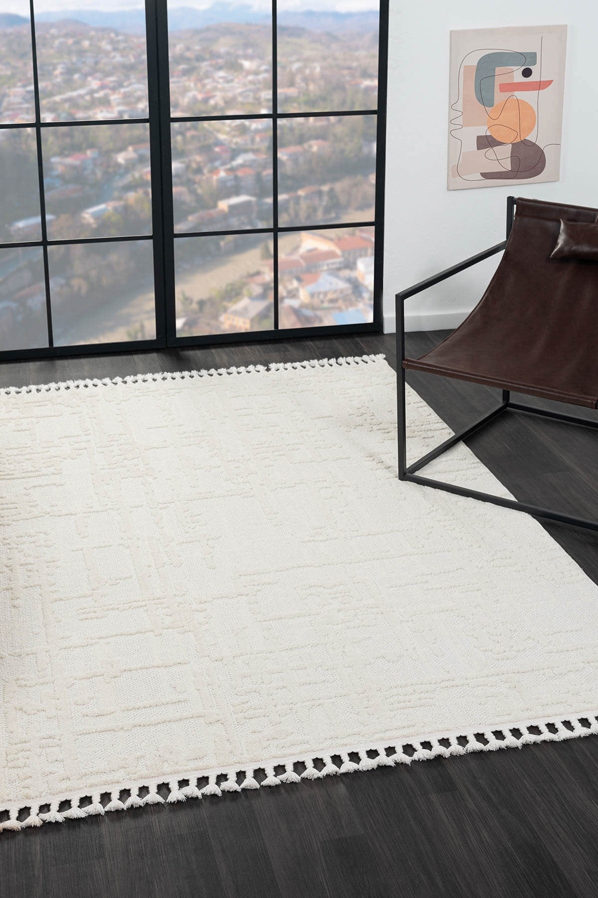 WOOL WL004A BEJ HALI SISAL BUKLE DEKORATIF KABARTMALI HALI TOZSUZ ANTIALERJIK SALON HALISI KORIDOR — Görsel 2