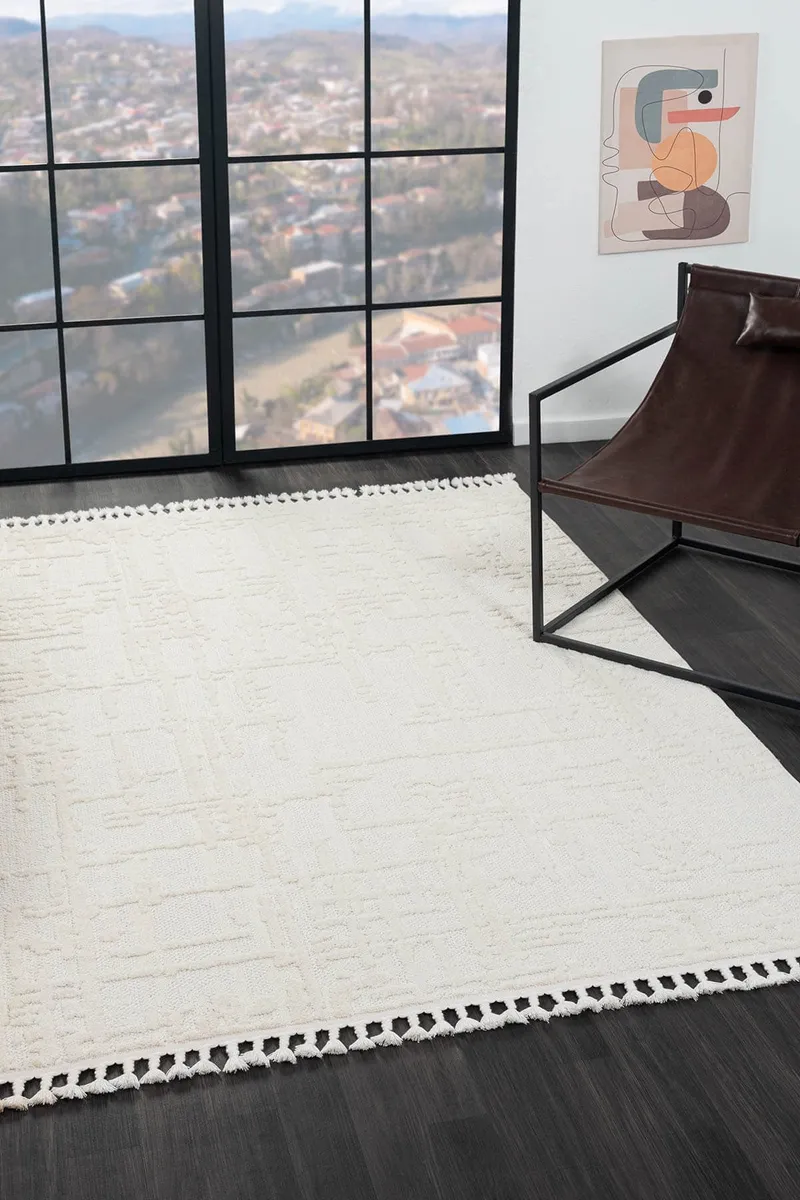 WOOL WL004A BEJ HALI SISAL BUKLE DEKORATIF KABARTMALI HALI TOZSUZ ANTIALERJIK SALON HALISI KORIDOR — Görsel 2