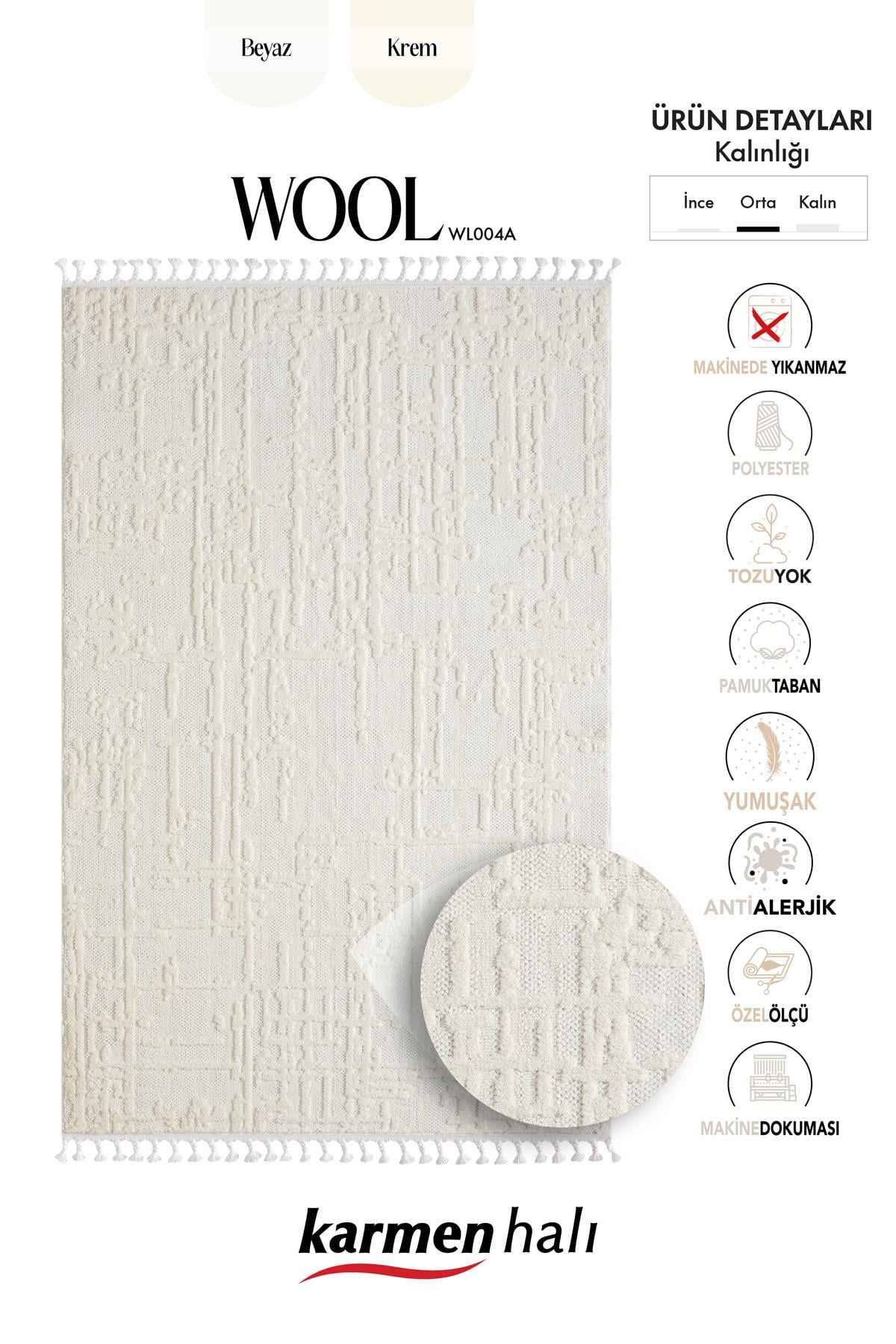 WOOL WL004A BEJ HALI SISAL BUKLE DEKORATIF KABARTMALI HALI TOZSUZ ANTIALERJIK SALON HALISI KORIDOR — Görsel 6
