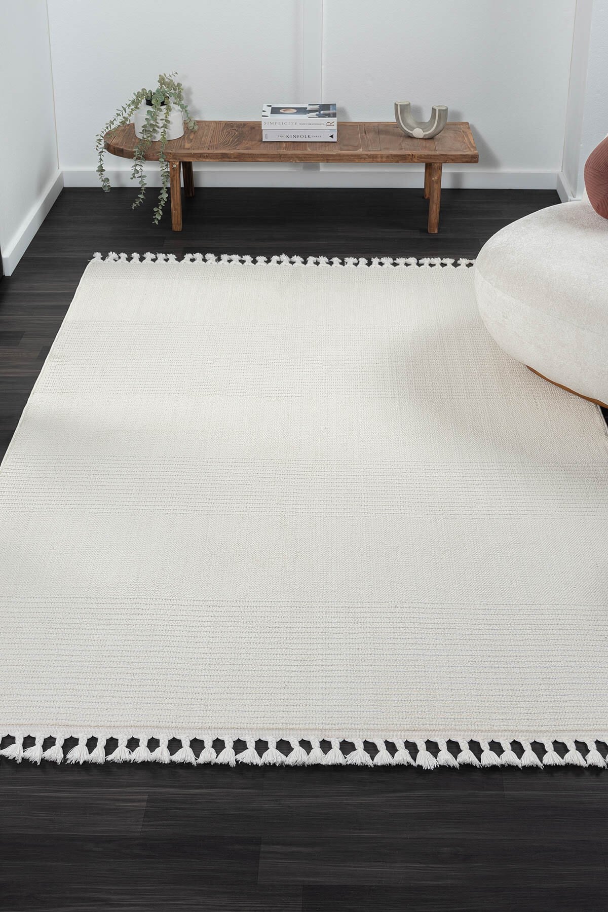 WOOL WL005A BEYAZ HALI SISAL BUKLE DEKORATIF TOZSUZ ANTIALERJIK SALON HALISI YATAK ODASI KORIDOR — Görsel 2