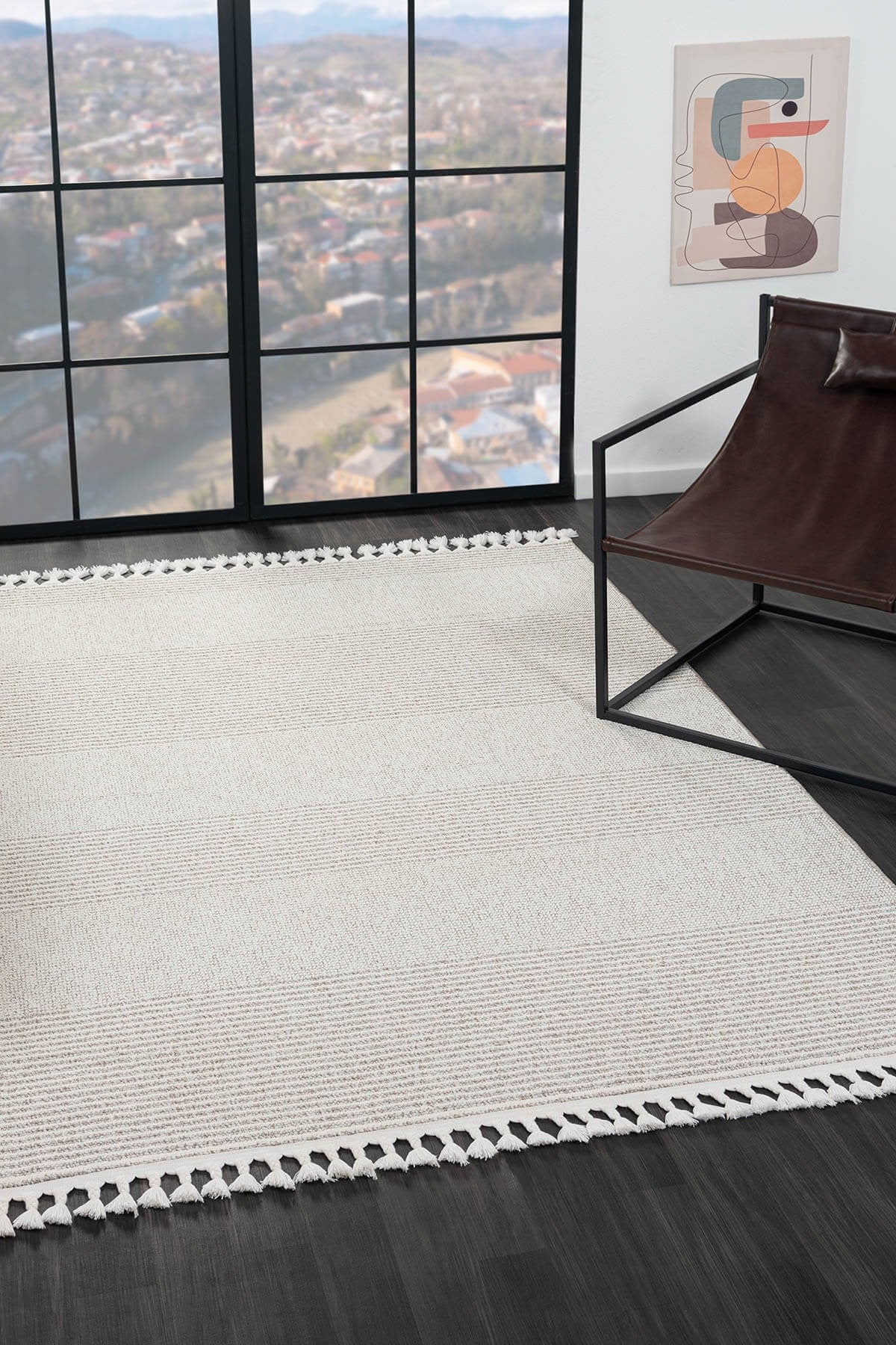 WOOL WL006A GRI HALI SISAL BUKLE DEKORATIF TOZSUZ ANTIALERJIK SALON HALISI YATAK ODASI KORIDOR — Görsel 2
