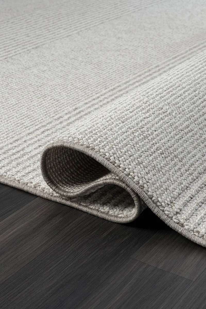 WOOL WL006A GRI HALI SISAL BUKLE DEKORATIF TOZSUZ ANTIALERJIK SALON HALISI YATAK ODASI KORIDOR — Görsel 3