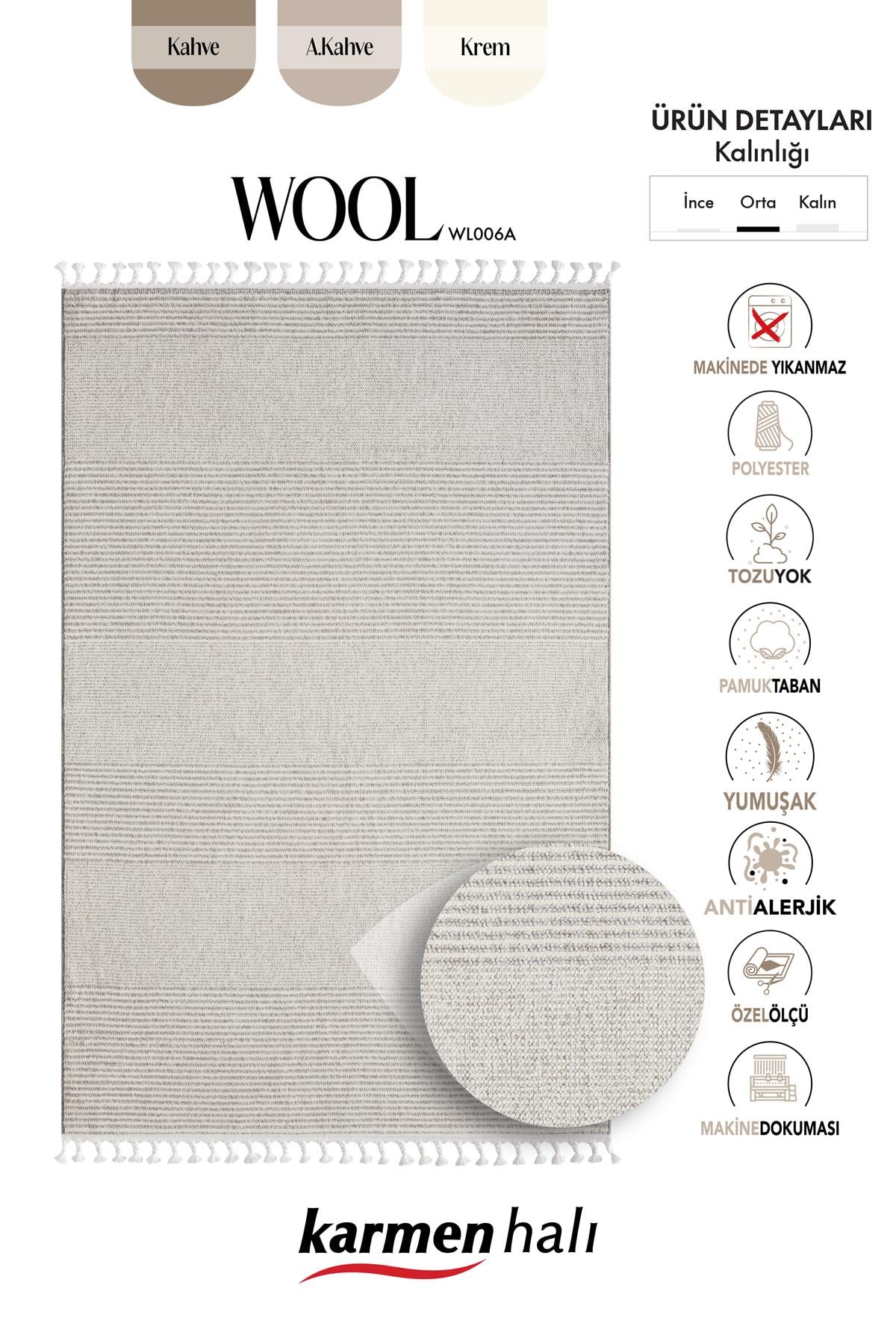 WOOL WL006A GRI HALI SISAL BUKLE DEKORATIF TOZSUZ ANTIALERJIK SALON HALISI YATAK ODASI KORIDOR — Görsel 6
