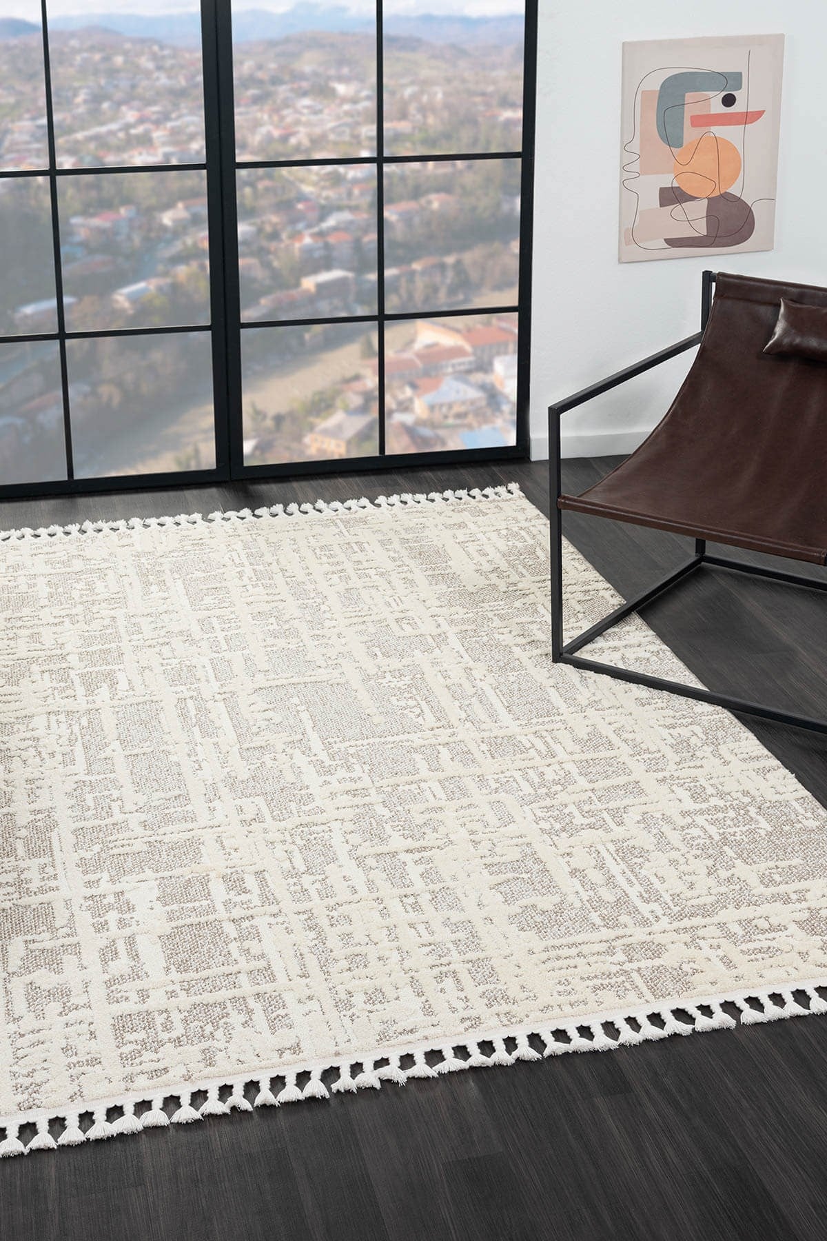 WOOL WL007A BEJ HALI SISAL BUKLE DEKORATIF KABARTMALI HALI TOZSUZ ANTIALERJIK SALON HALISI KORIDOR — Görsel 2