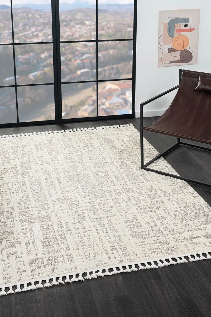 WOOL WL007A BEJ HALI SISAL BUKLE DEKORATIF KABARTMALI HALI TOZSUZ ANTIALERJIK SALON HALISI KORIDOR — Görsel 2