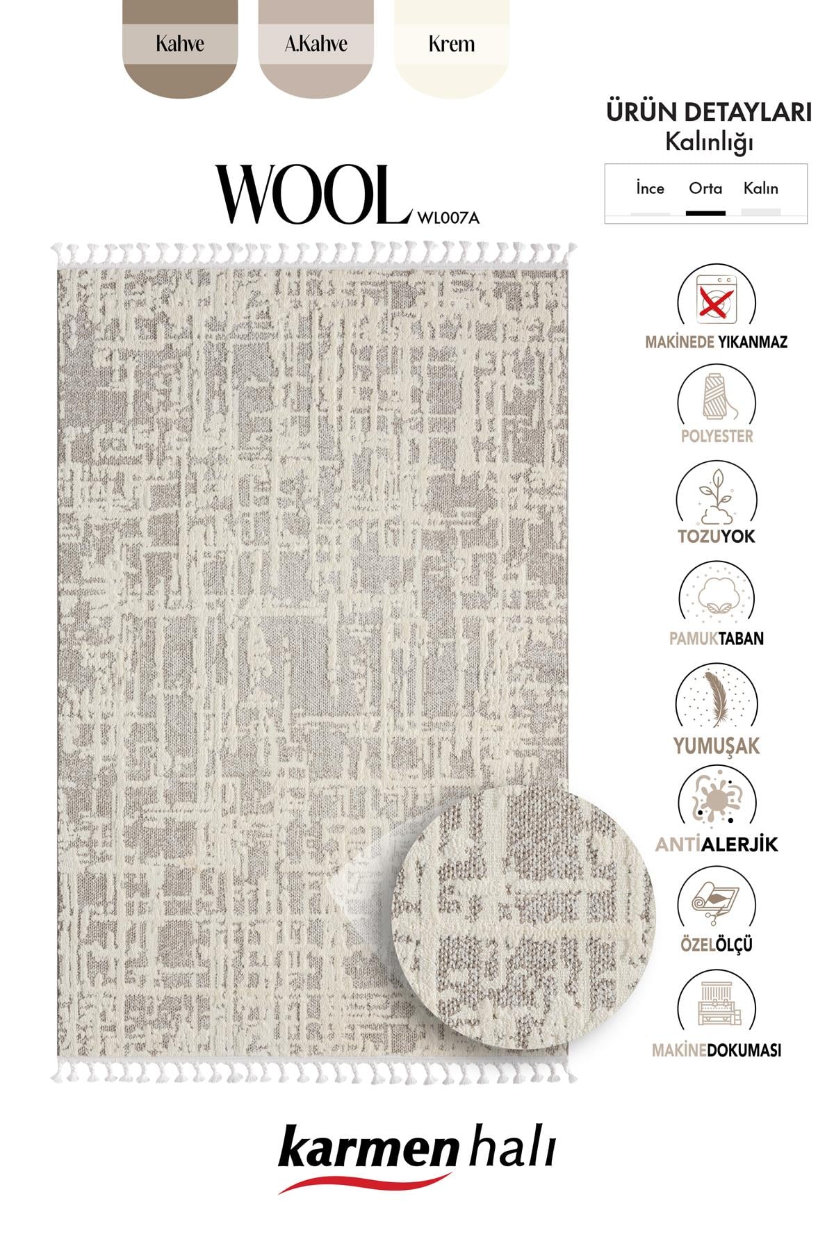WOOL WL007A BEJ HALI SISAL BUKLE DEKORATIF KABARTMALI HALI TOZSUZ ANTIALERJIK SALON HALISI KORIDOR — Görsel 6
