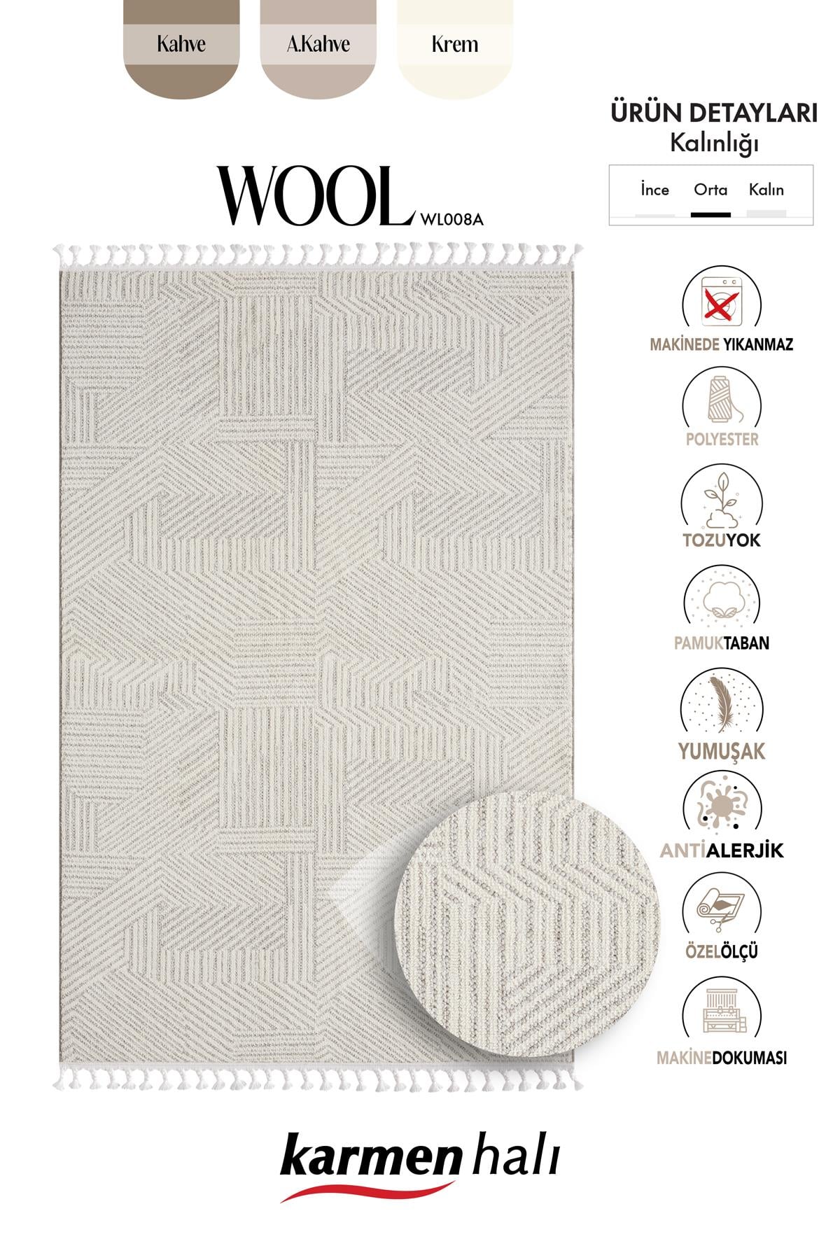 WOOL WL008A BEJ HALI SISAL BUKLE DEKORATIF KABARTMALI HALI TOZSUZ ANTIALERJIK SALON HALISI KORIDOR — Görsel 6